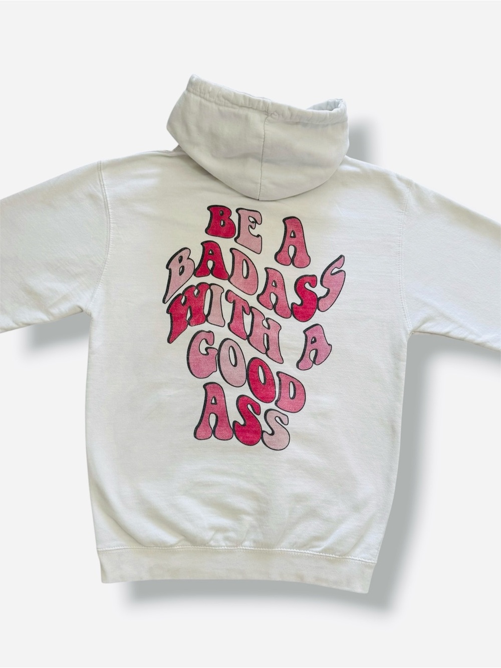 Just Hoods Be A Badass With A Good Ass Graphic Hoodie Small White Dumbbell GUC
